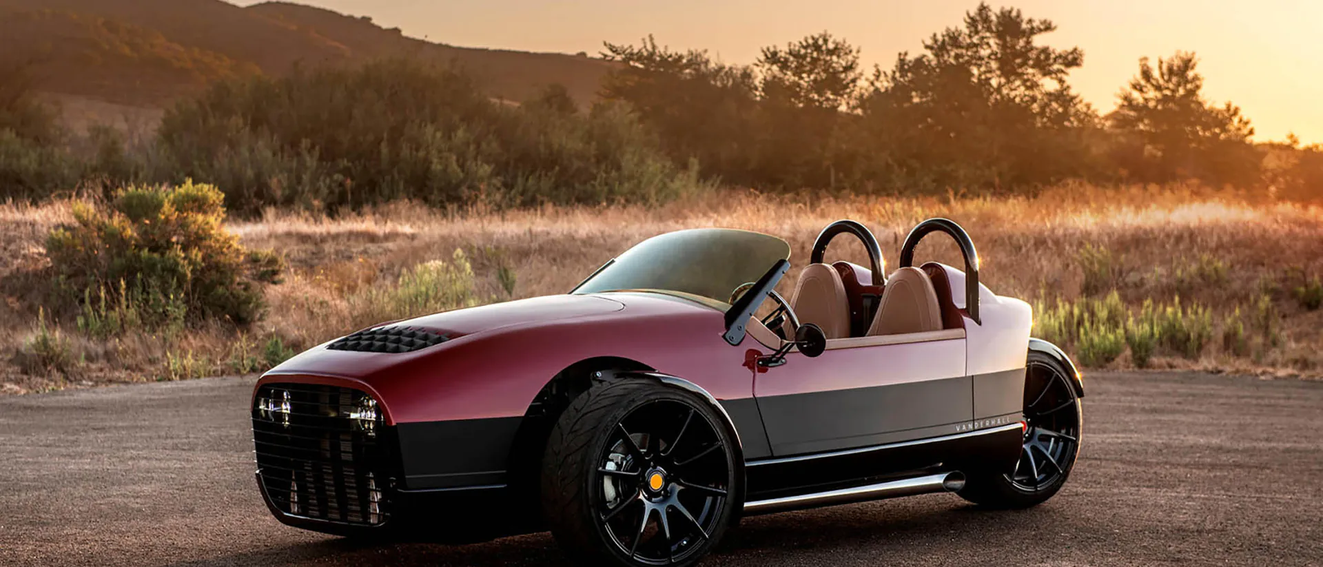 Red Vanderhall Carmel at sunset